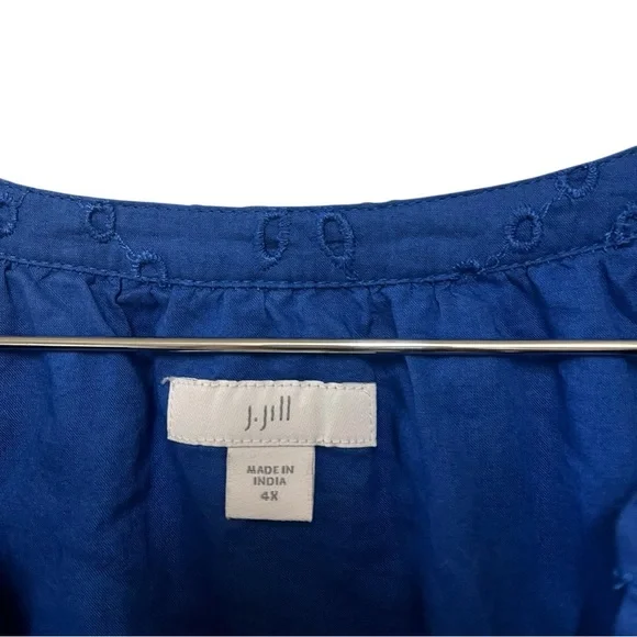 J. Jill Tiered Eyelet Dress Royal Blue Fully Lined 4X - Picture 4 of 6